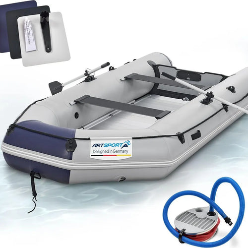 ArtSport Schlauchboot 380 cm 6 Personen Aluboden – Set mit Paddel, Pumpe & Tasche